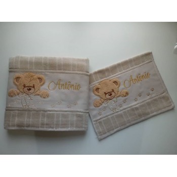 KIT (BANHO + BOCA) URSO APLIQUE 2PÇS